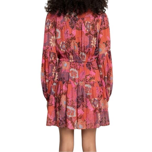 ALC floral long Sleeve silk mini dress size 4 retails $550 - Picture 8 of 10
